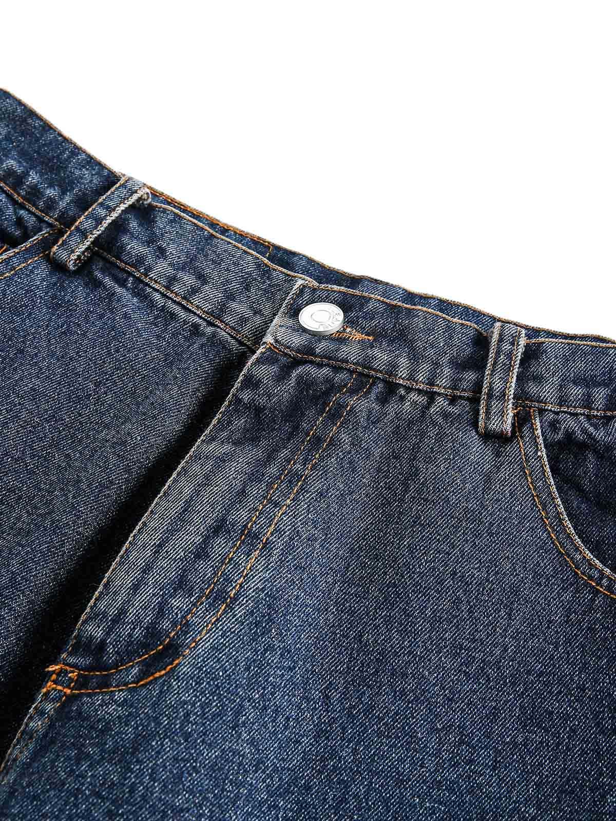 Gerade Jeans mit Graffiti-Print im Used-Look