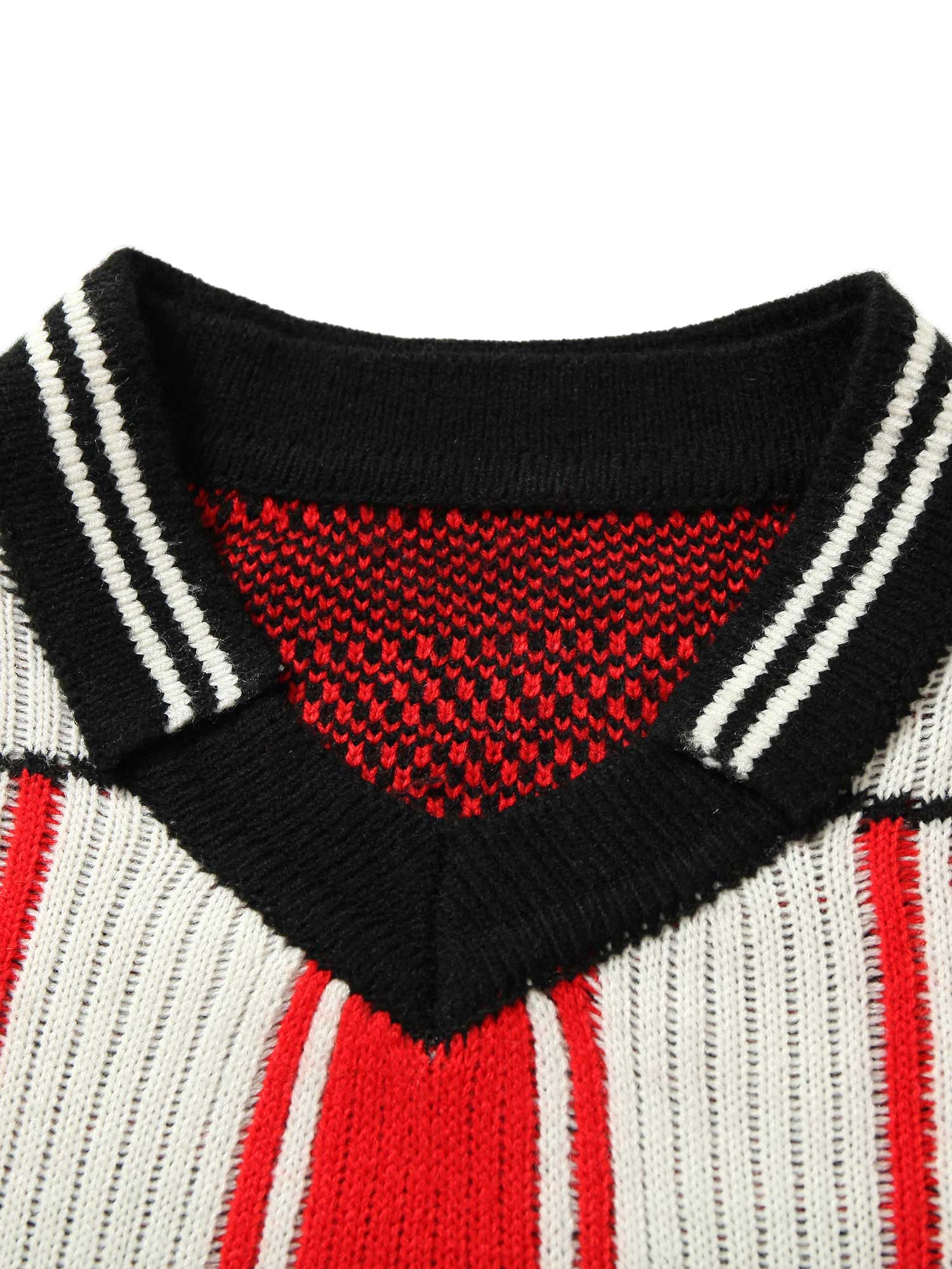 Thesupermade Vintage Striped Baseball Short-sleeved Knit Sweater - 2249