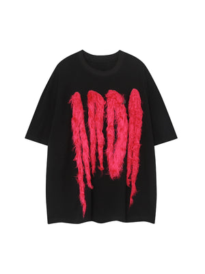 Street Retro Fur Patchwork T-shirt