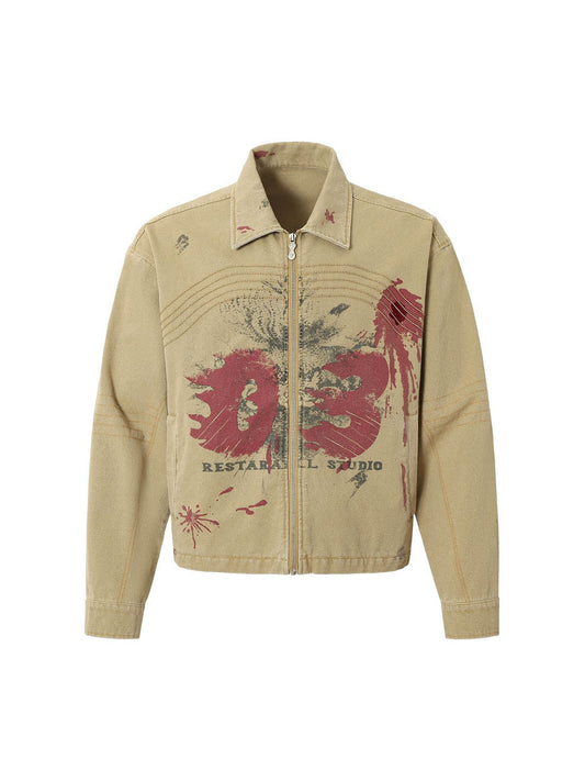 Veste de travail zippée à motif graffiti délavé