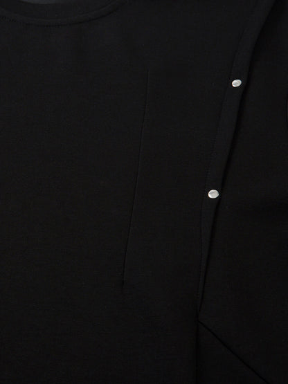 T-shirt fonctionnel plissé à rivets rétro