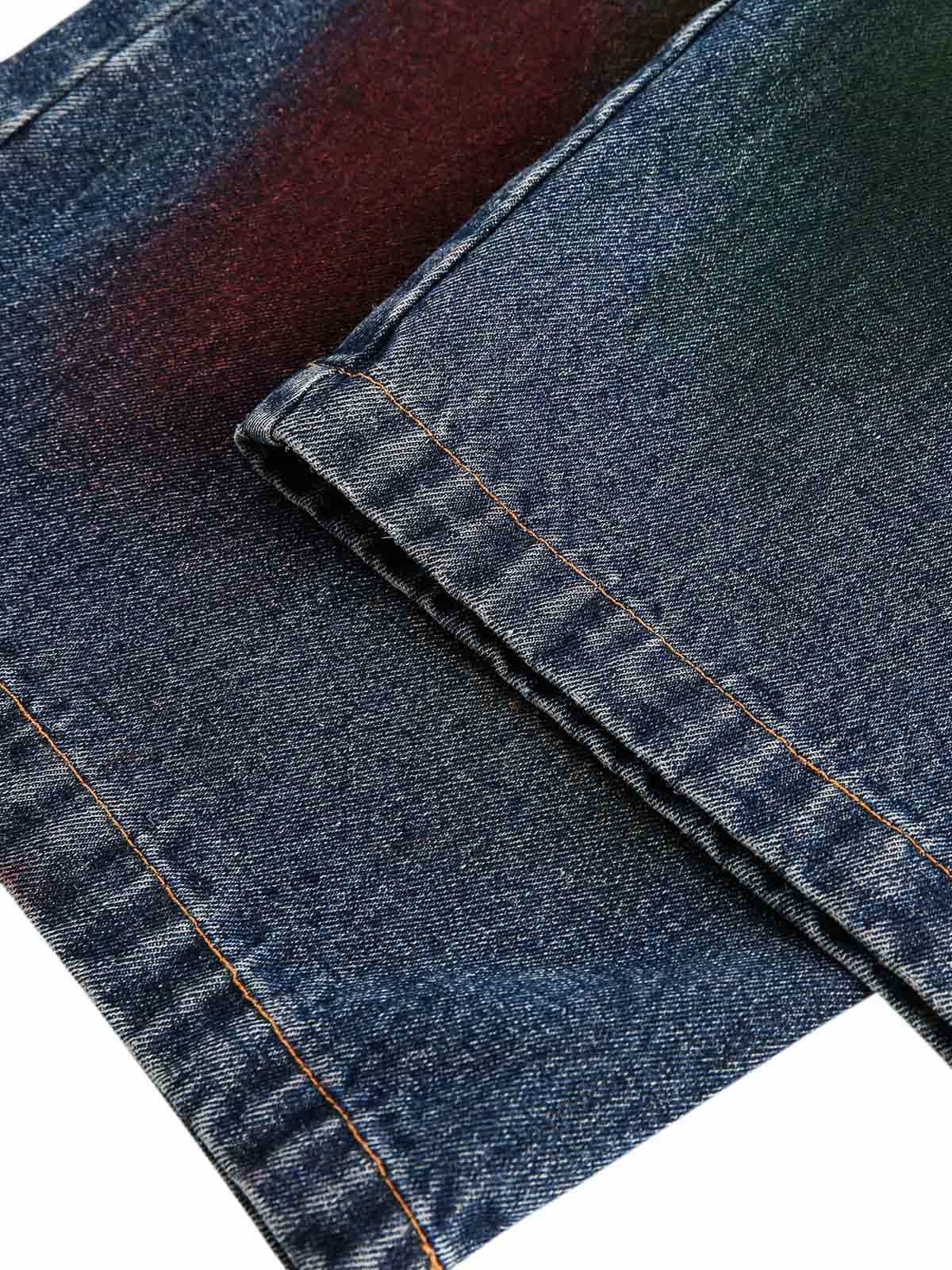 Gerade Jeans mit Graffiti-Print im Used-Look