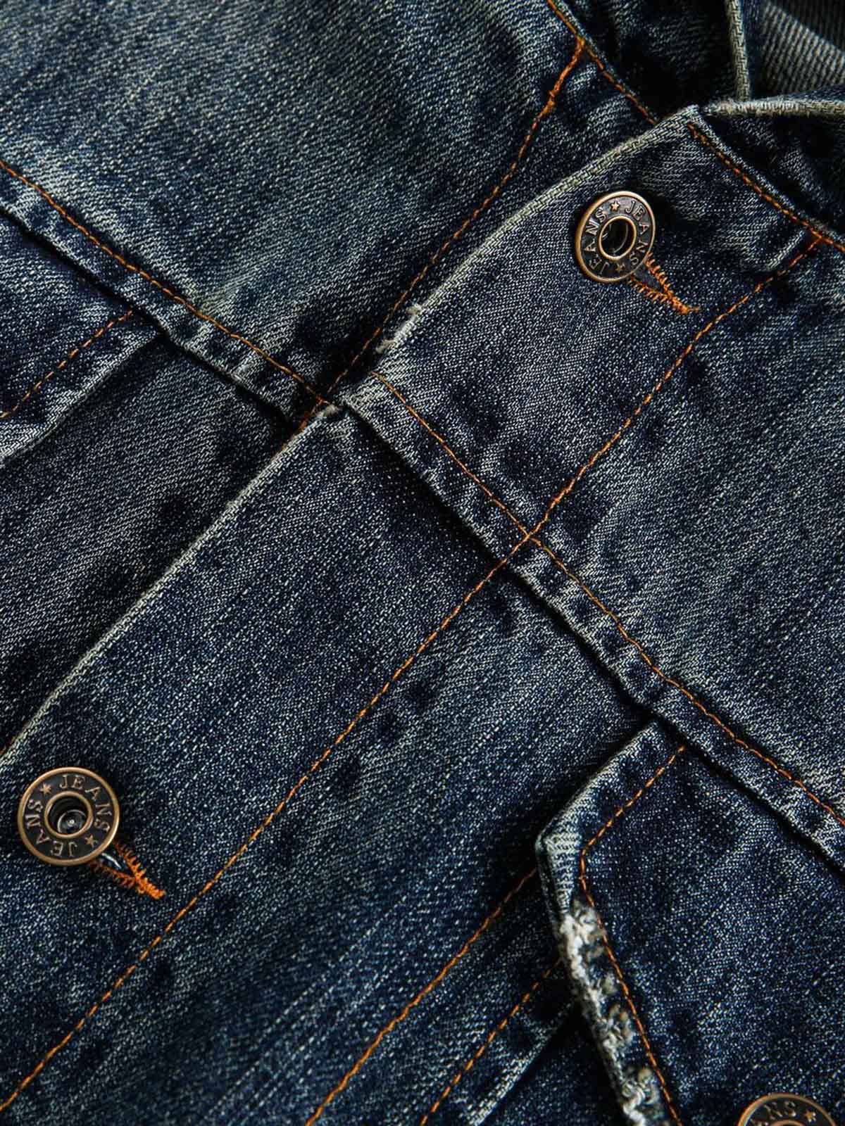 Veste à capuche en jean délavé style rétro