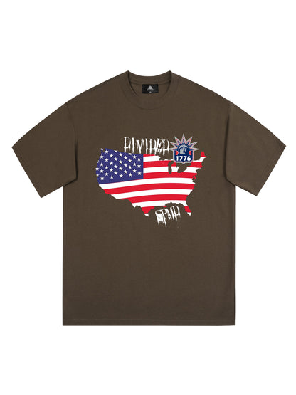 Original Creative Map Flag Print T-shirt