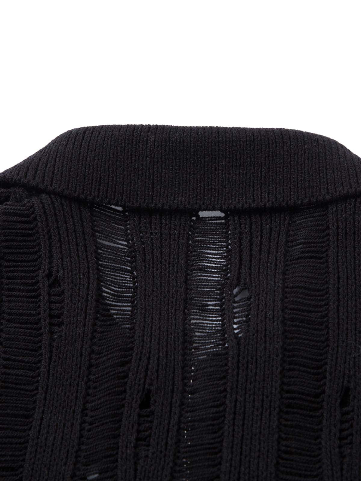 Chemise à manches courtes zippée en tricot noir Cleanfit