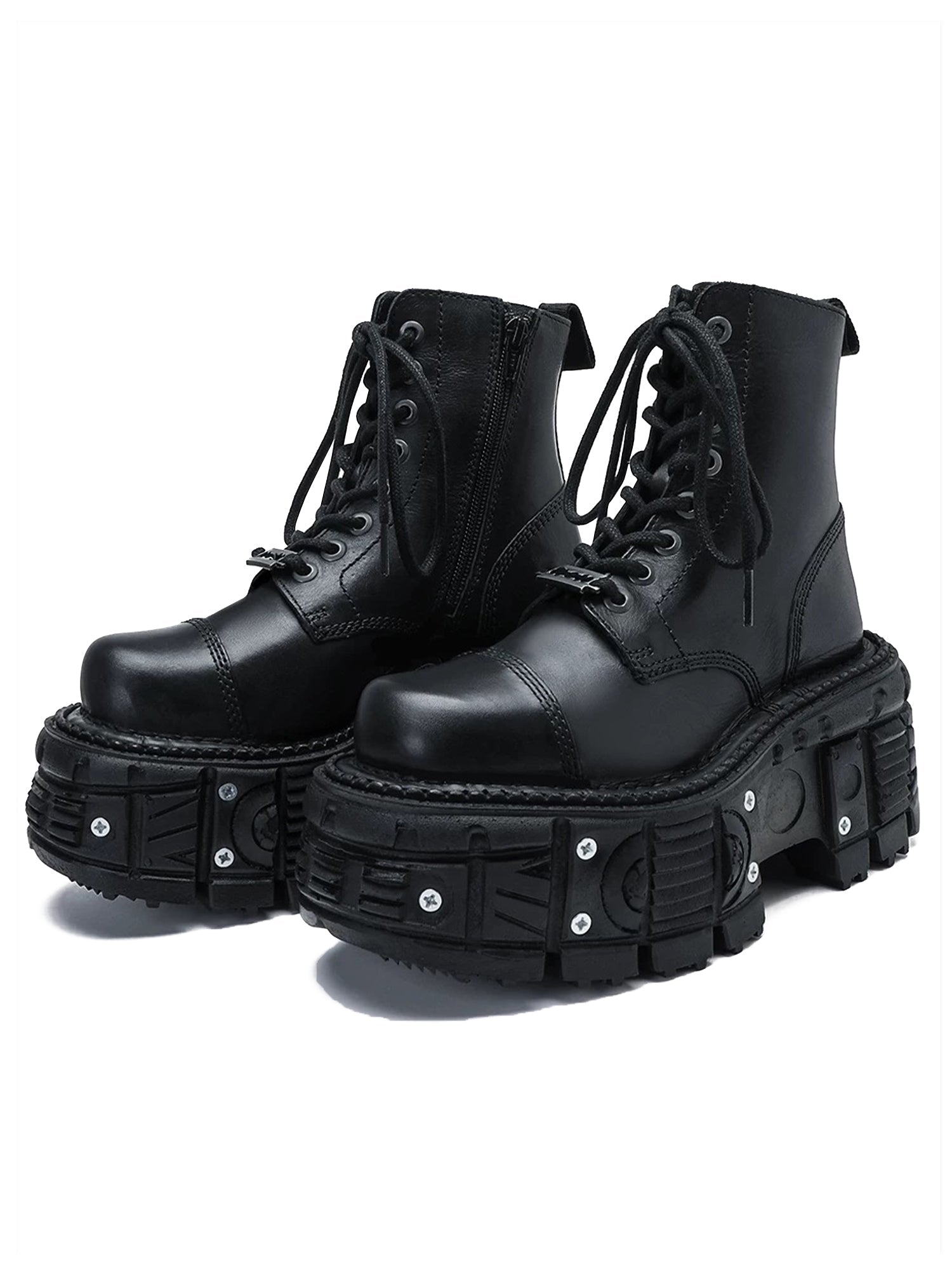 Studded Leather Platform Boots