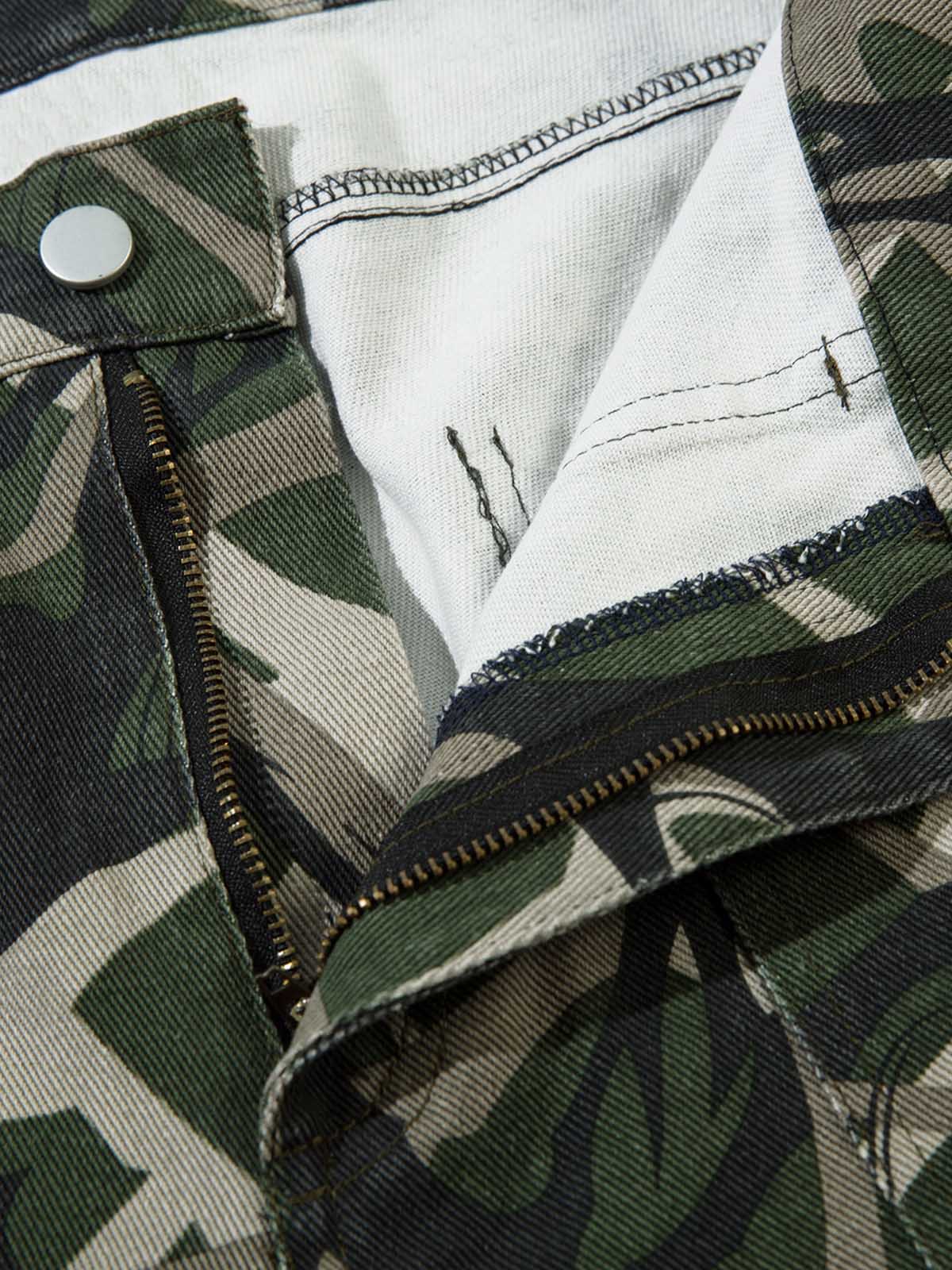 Thesupermade Camouflage Faux Zweiteiliger Trainingsanzug mit Kapuze und Fleecejacke – 2331