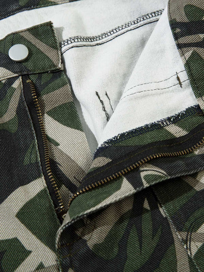 Thesupermade Camouflage Faux Zweiteiliger Trainingsanzug mit Kapuze und Fleecejacke – 2331