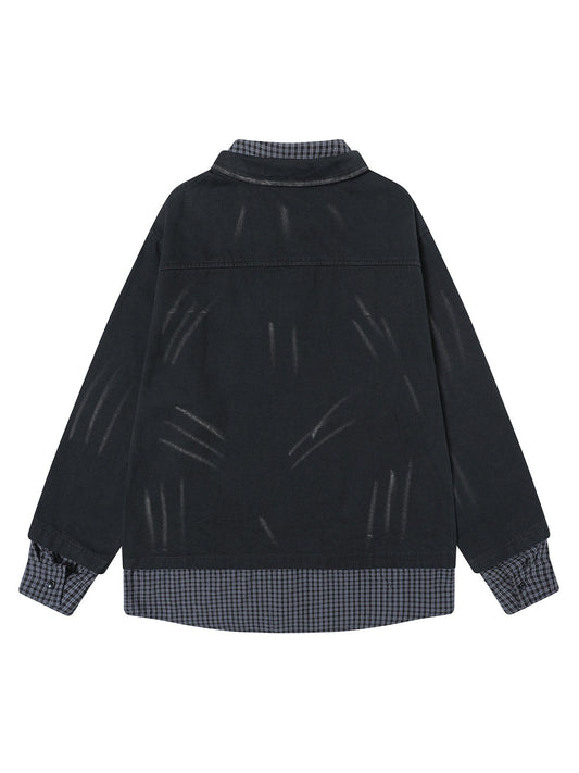 Chemise deux pièces en similicuir délavée style Wasteland rétro