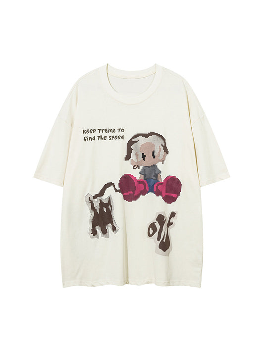 Pixel Art Cartoon Graphic T-Shirt