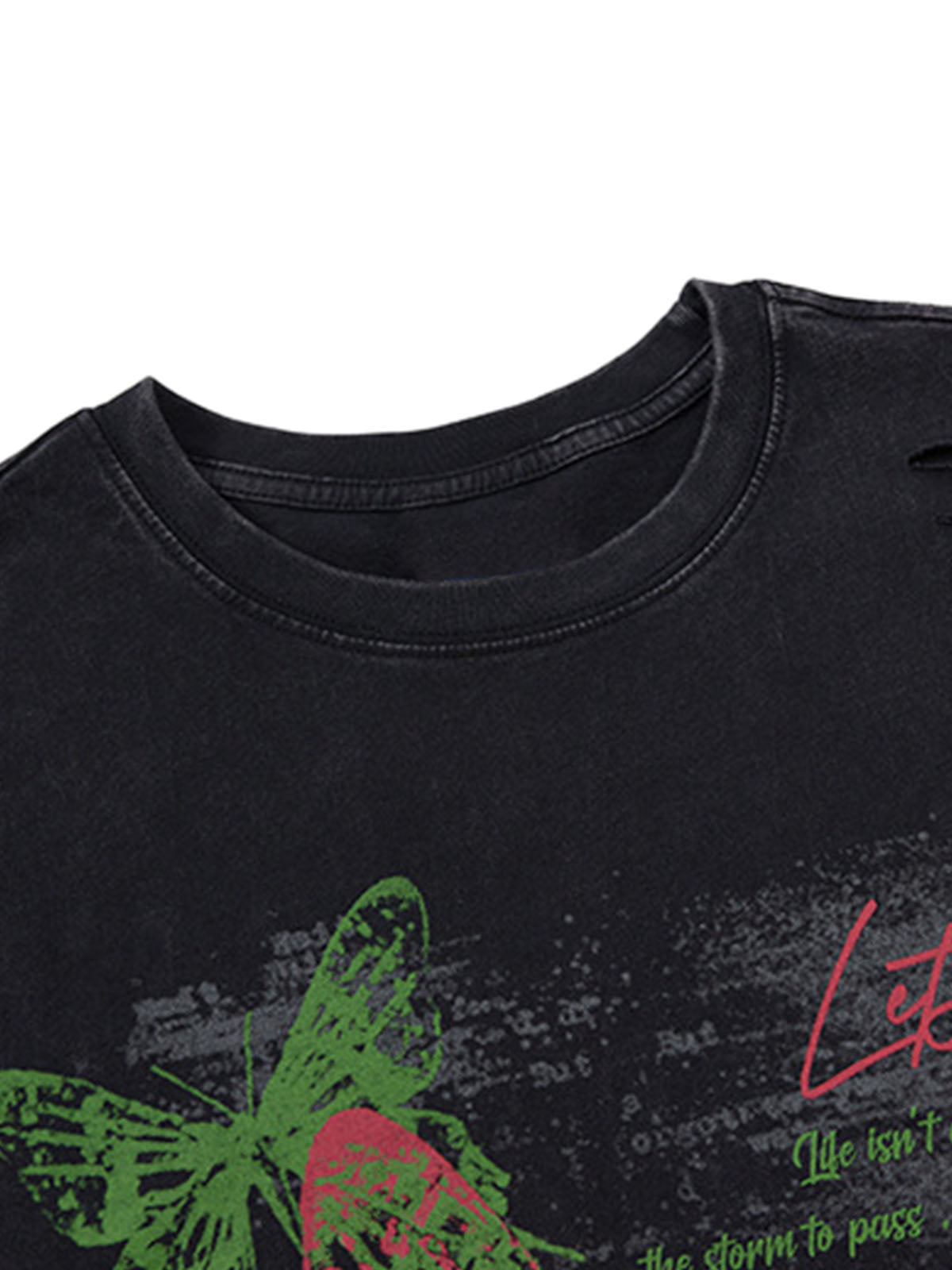 Weste mit grafischem Schmetterlings-Print im Used-Look