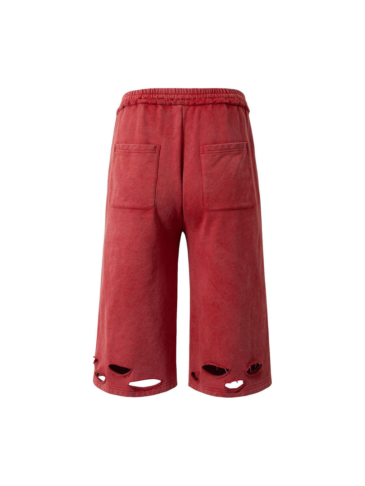 Zerrissene rote Culotte-Jeans im Used-Look