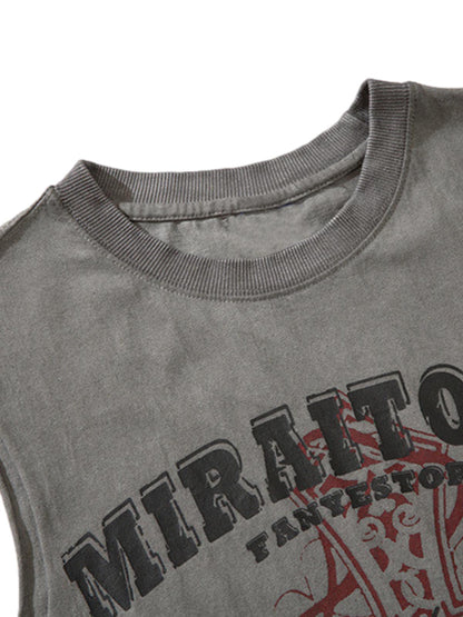 Weste mit zerrissenem Grafik-Kreuz-Print im Used-Look