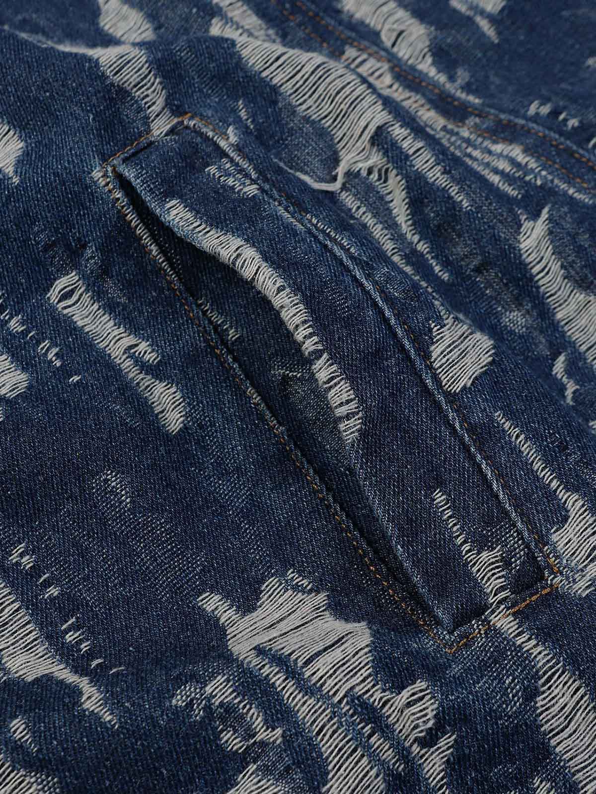 Thesupermade – Bestickter Kapuzenpullover aus gewaschenem Denim