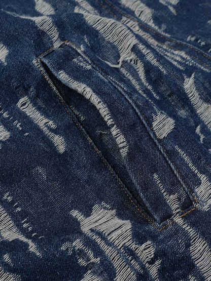 Thesupermade – Bestickter Kapuzenpullover aus gewaschenem Denim