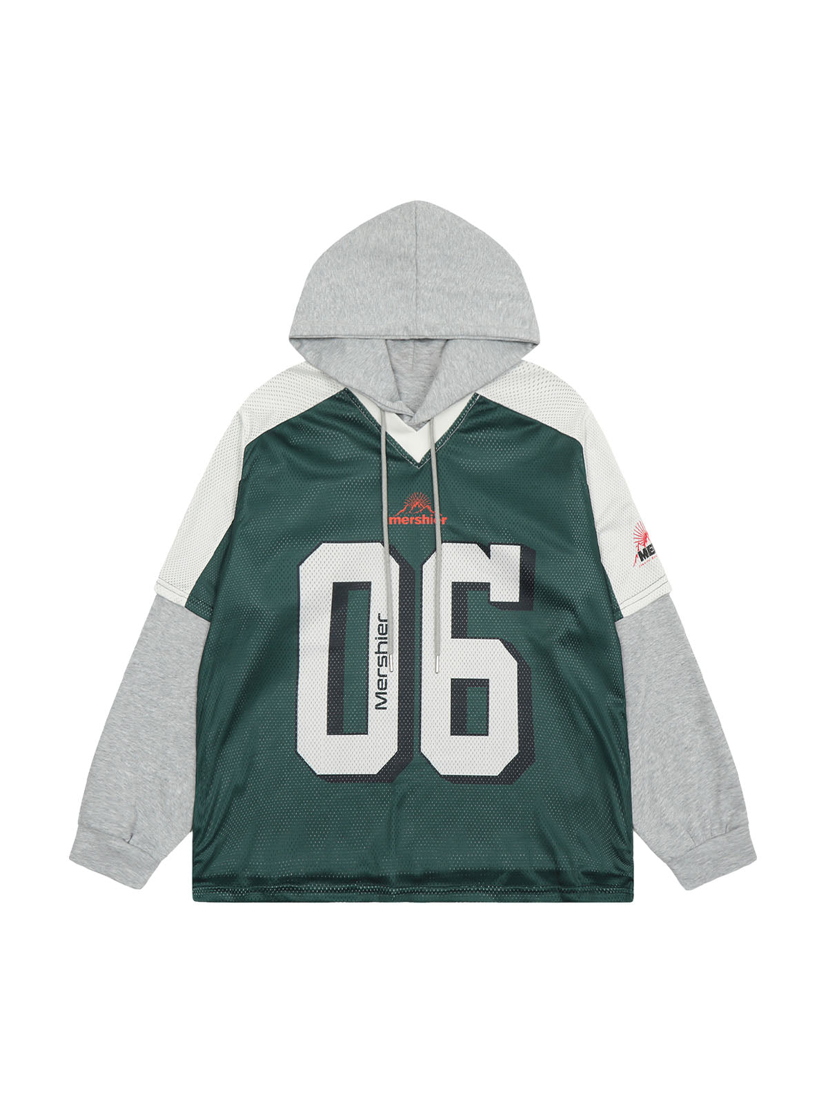 Thesupermade Faux Two-Piece Contrast Color Stitching Hoodie