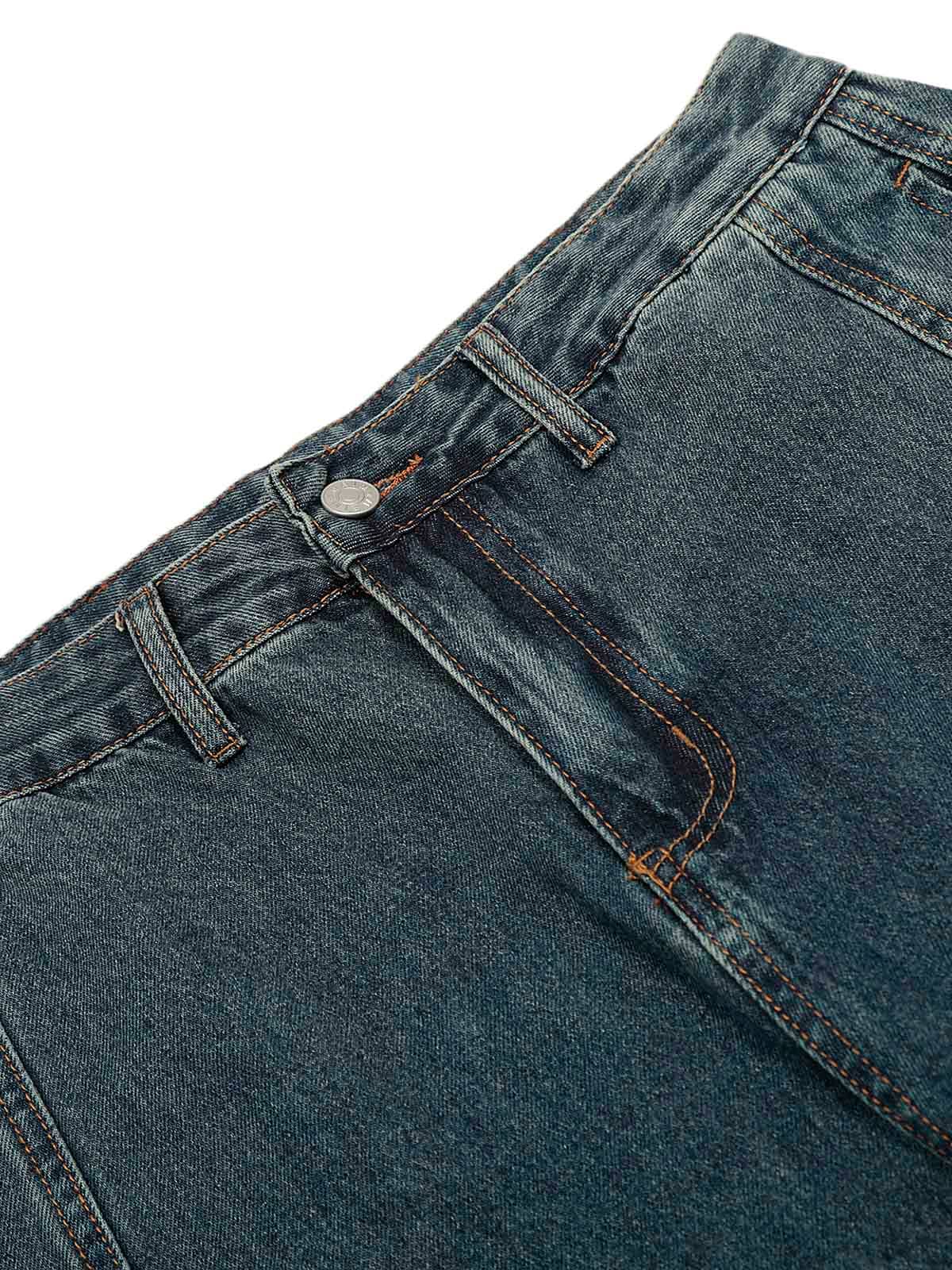 Washed Deconstructed Split Scimitar Baggy Barrel Jeans