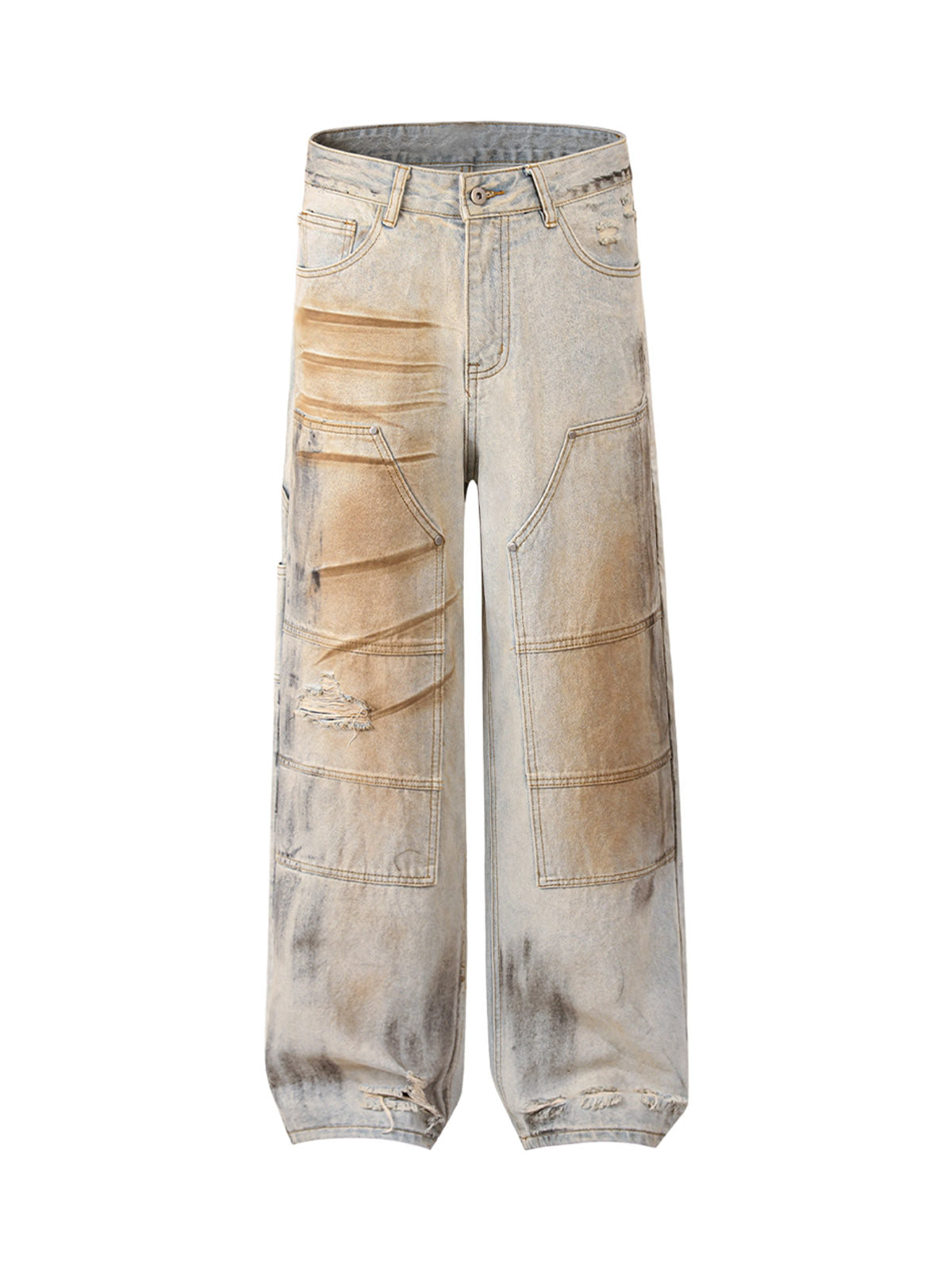 Thesupermade Washed Mud-Dye Straight Jeans