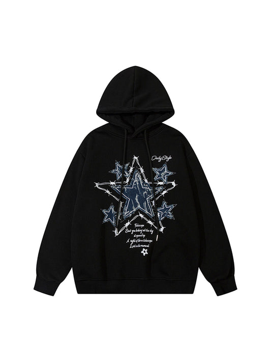 Thesupermade – Fleece-Sweatshirt mit aufgesticktem Stern-Patch und Kapuze