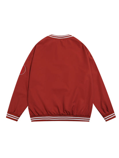 Street V-Neck Baseball-Inspired Sweatshirt
