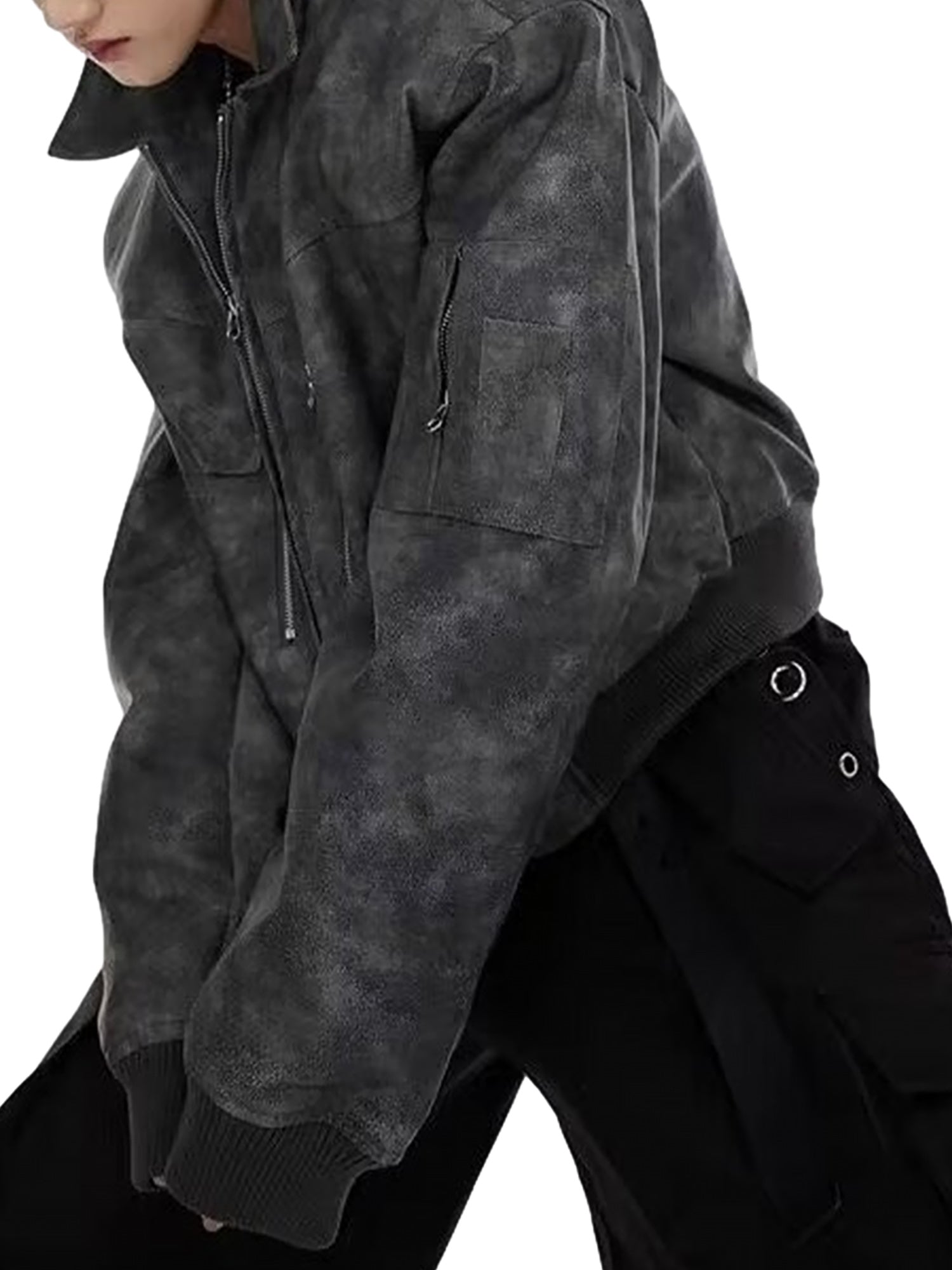 Veste de moto vintage en daim style street rap Thesupermade - 2232