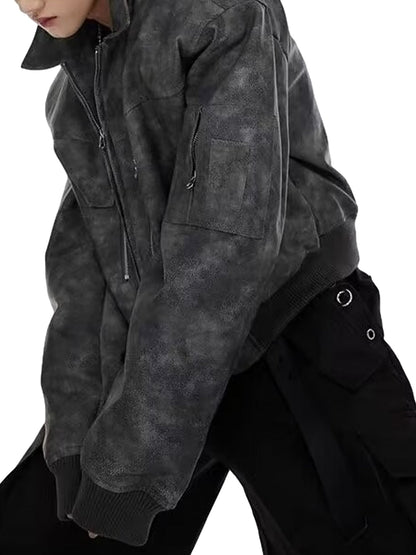 Veste de moto vintage en daim style street rap Thesupermade - 2232