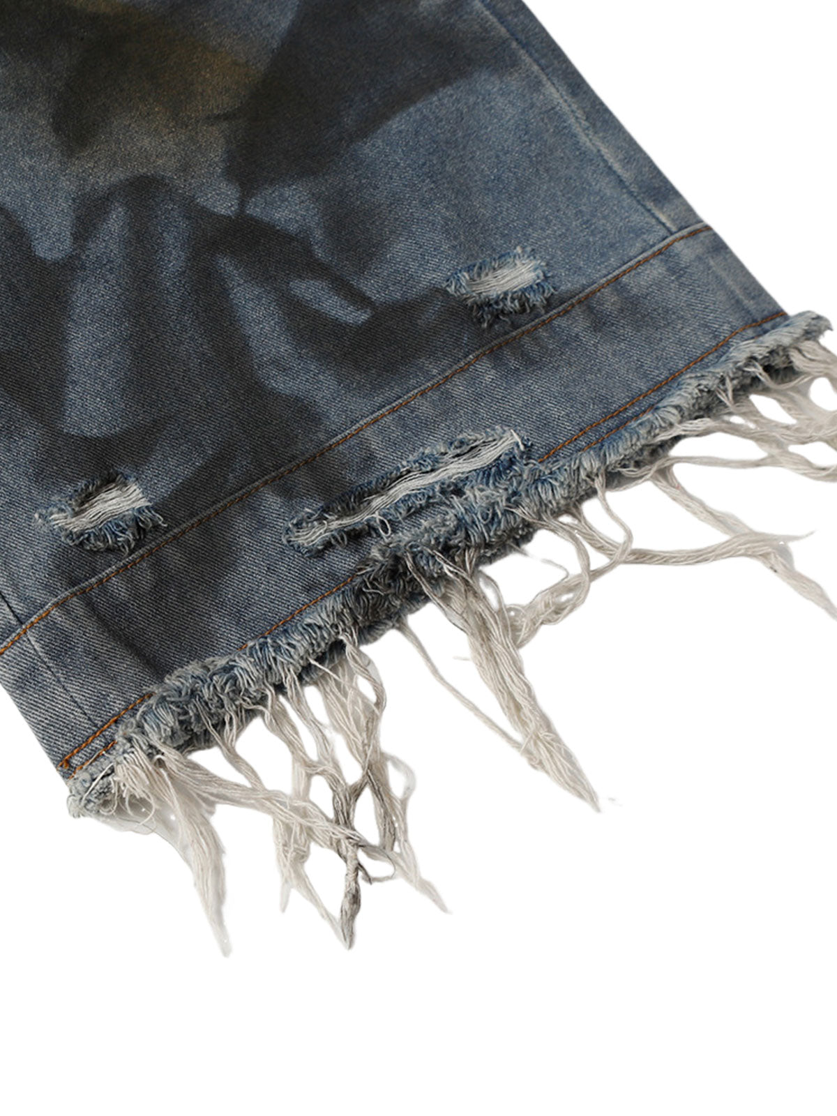 Kurze Jeanshose aus zerrissenem, verwaschenem Denim – 2351