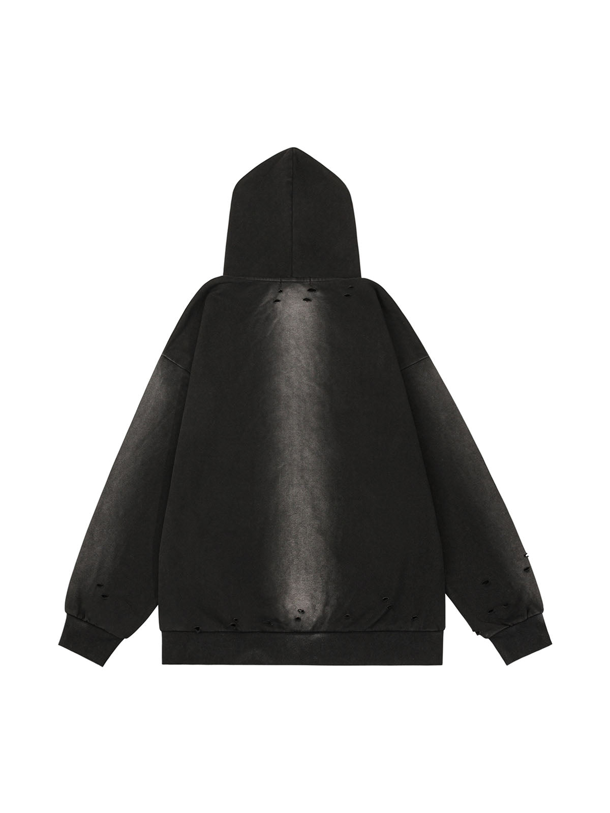 Sweat à capuche zippé déchiré et délavé
