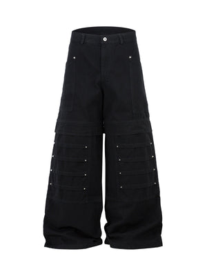 Deconstructed Split Rivet Cargo Jeans