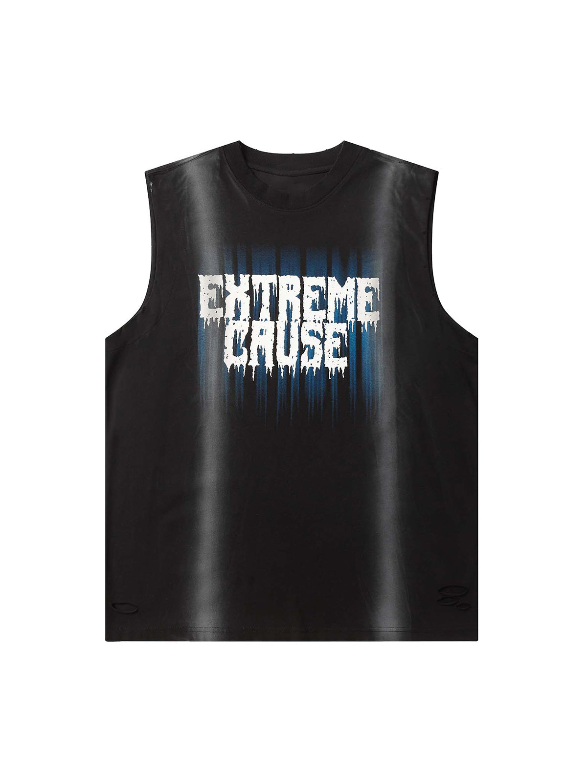 Spray-Painted Lettering Ripped Print Vest