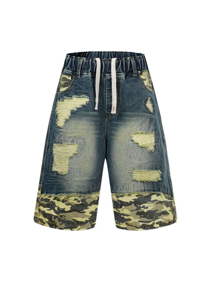 Distressed-Camouflage-Jeansshorts