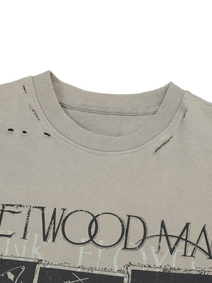 Distressed Camouflage Faux Two-Piece Graphic T-Shirt