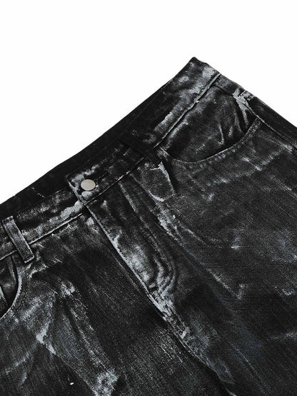 Dekonstruierte Split-Jeans im Street Batik-Stil