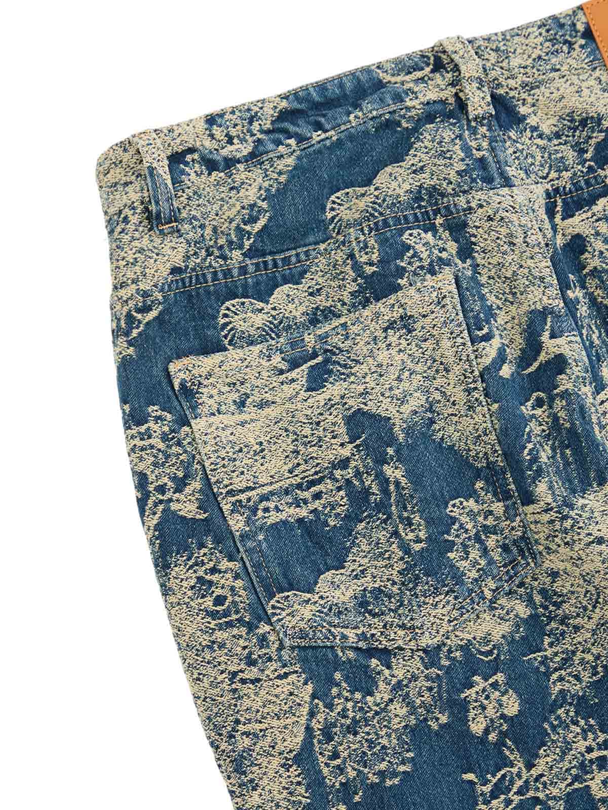 Gerade Jeans im Landscape-Jacquard-Stil