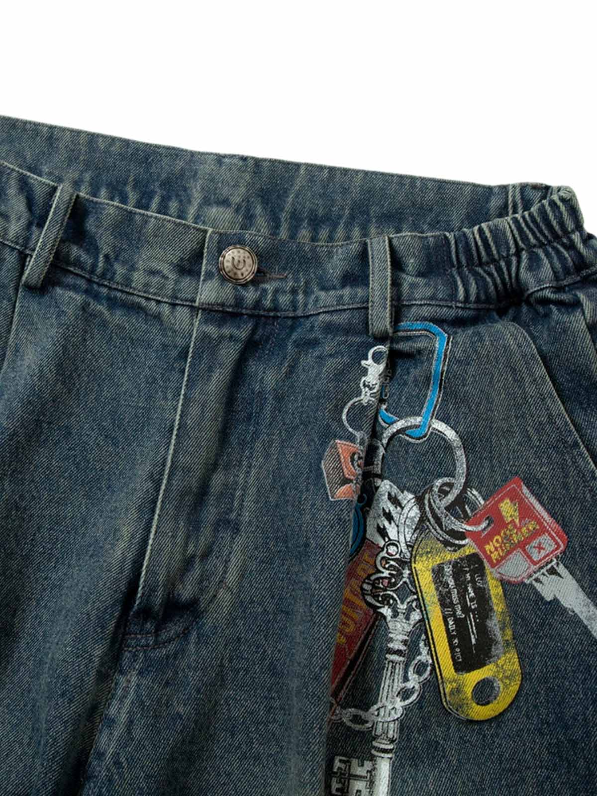 Camouflage Patchwork Workwear Straight Jeans