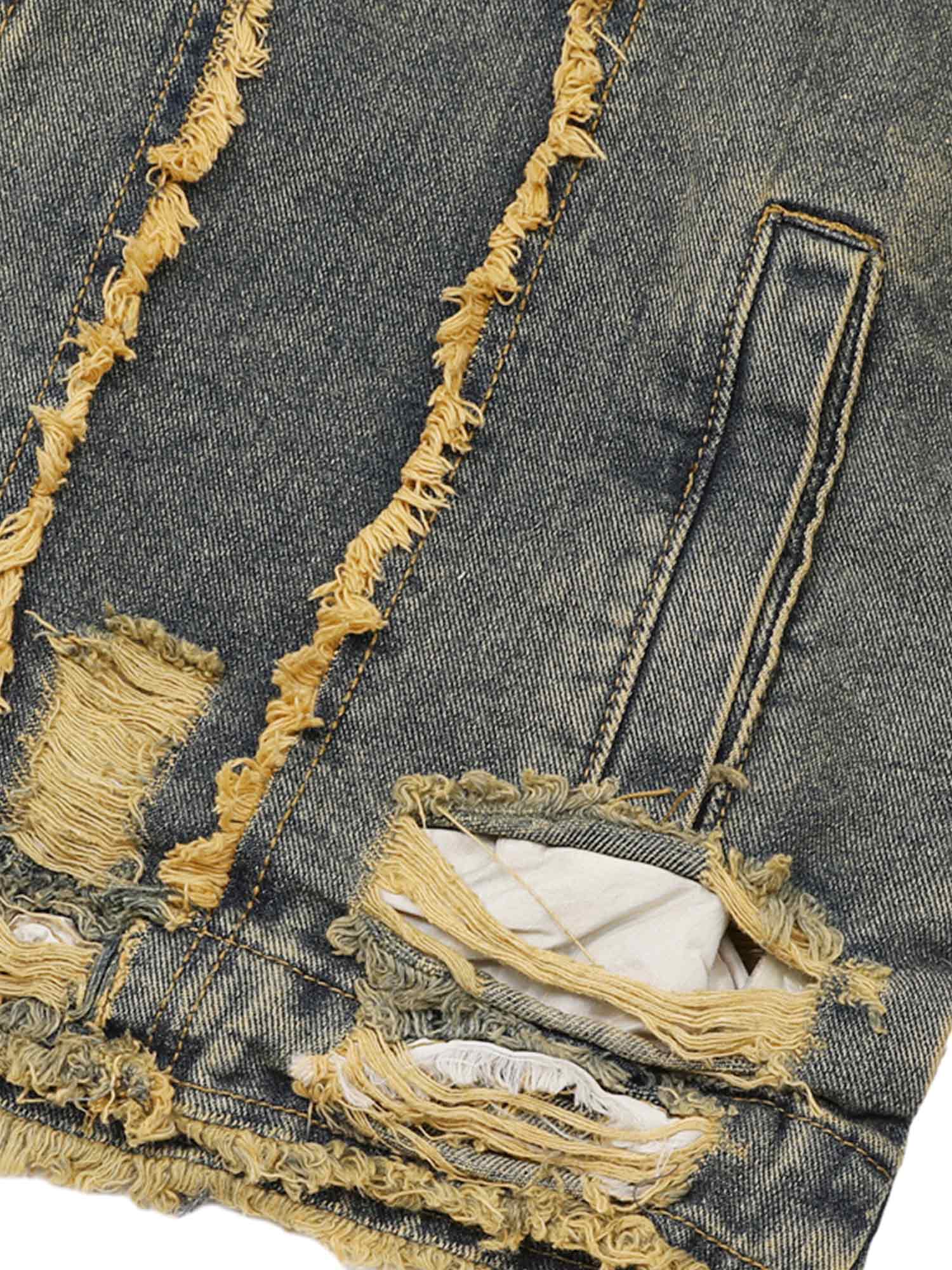 Veste en jean vieilli à bords bruts Supermade