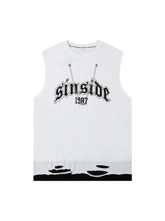 Gilet à chaîne et lettres graphiques