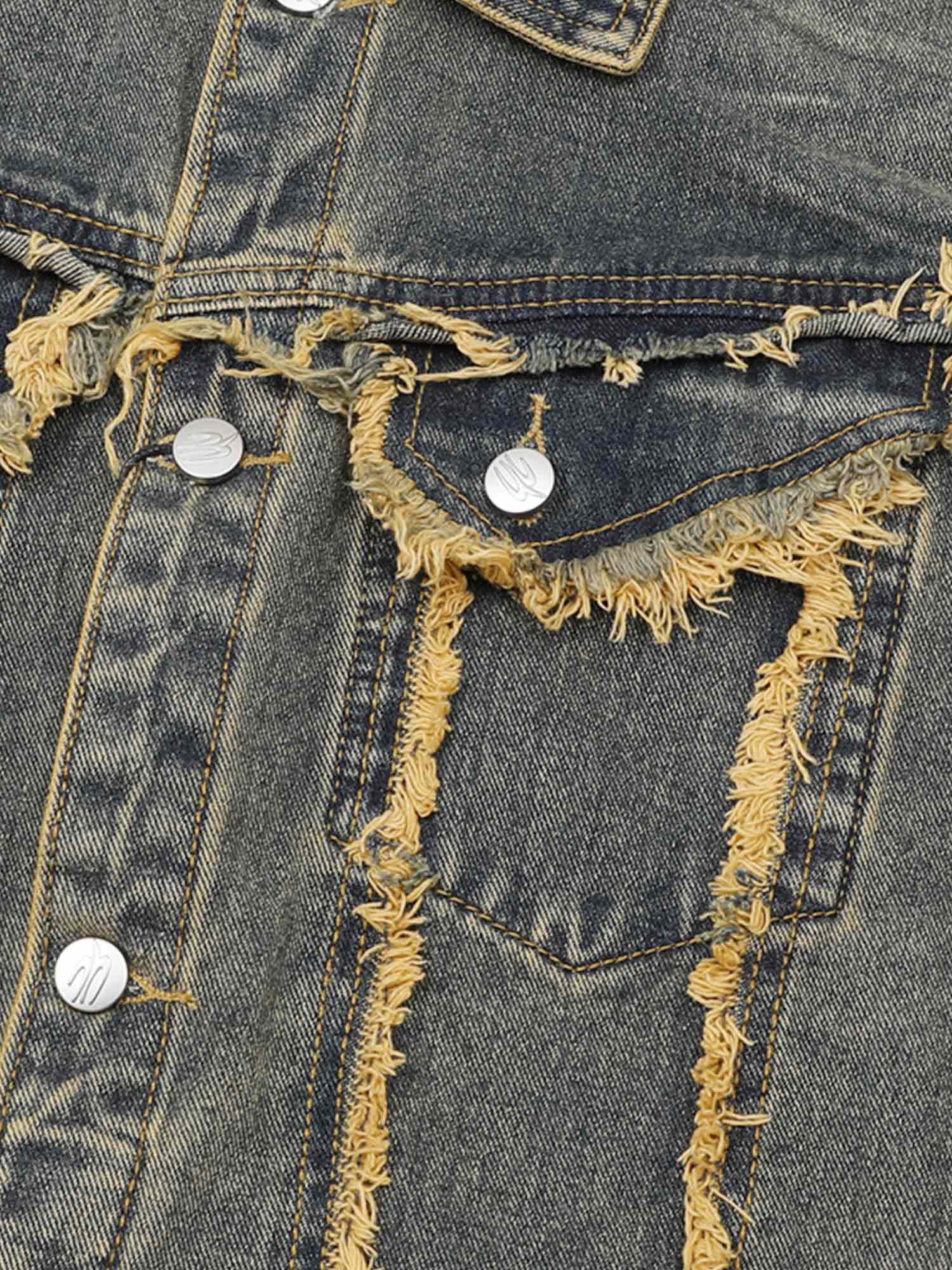 Thesupermade Distressed Washed Denim Jacket