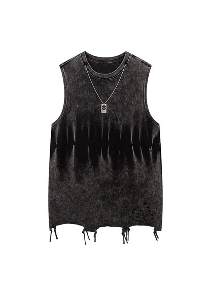 Gilet à bords bruts dégradés tie-dye