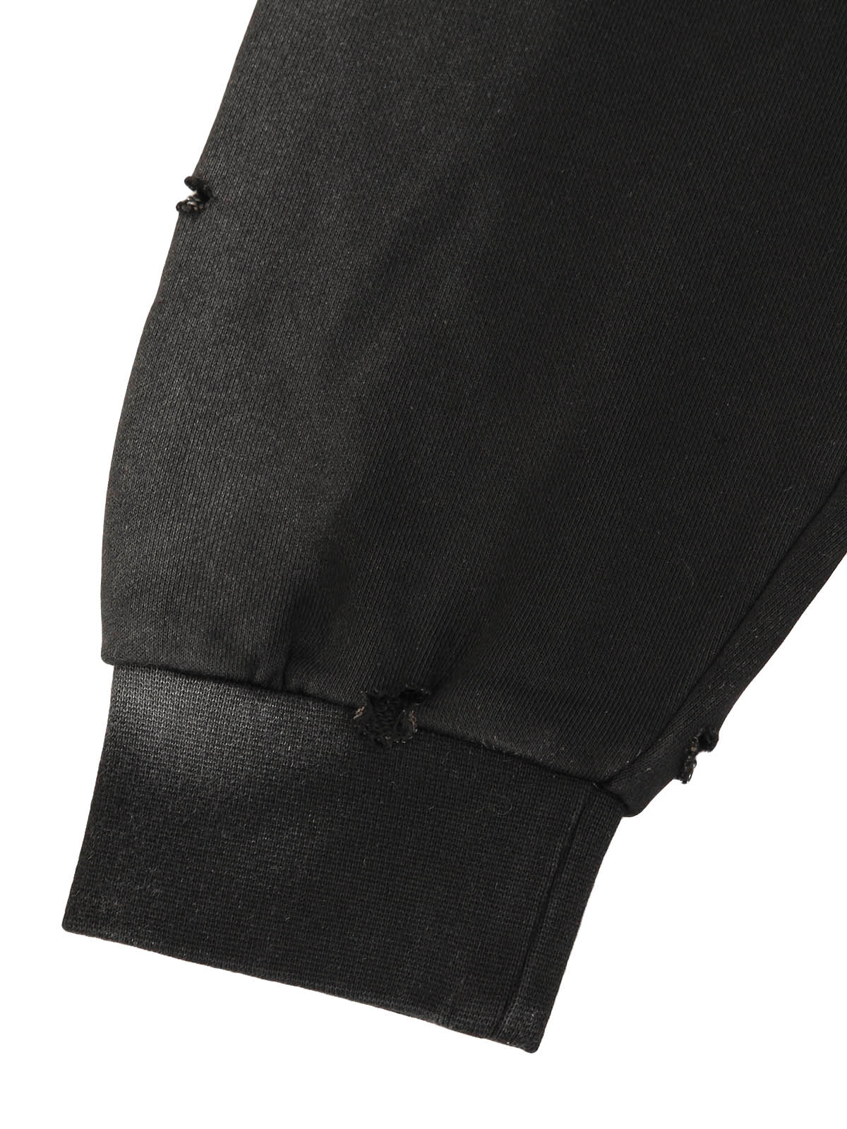 Sweat à capuche zippé déchiré et délavé