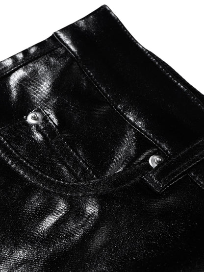 Thesupermade – Schlaghose aus glänzendem Lackleder