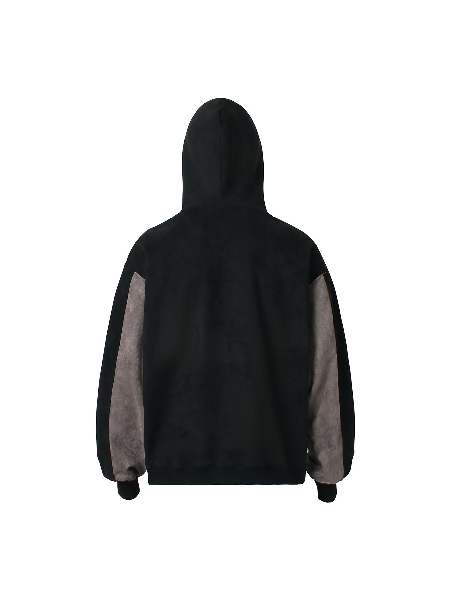 Thesupermade Suede Panel Contrast Color Drop Shoulder Hoodie