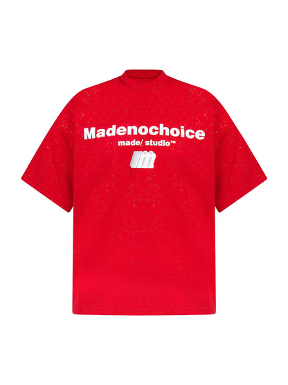 Kurzärmliges T-Shirt mit Retro-Schriftdesign und starkem Sternenhimmel-Print