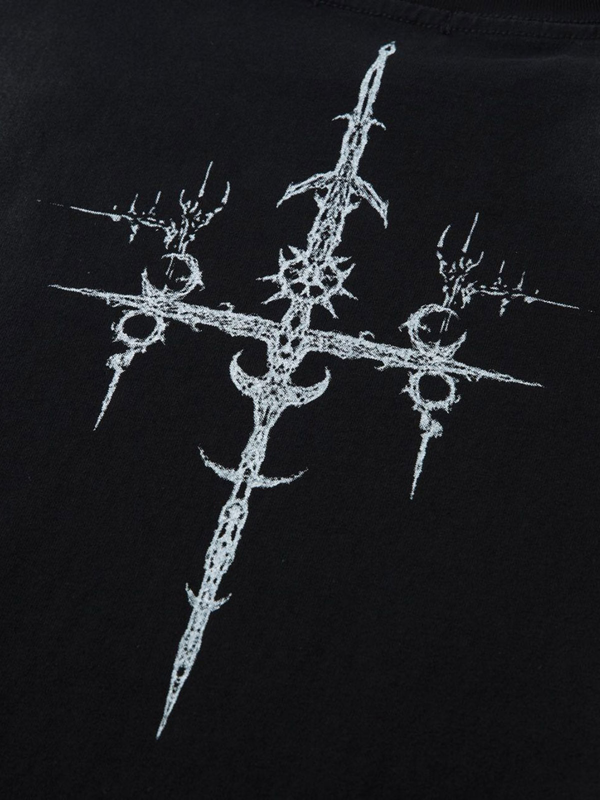 T-Shirt aus schwerer, gewaschener Baumwolle mit Kreuzschild-Print