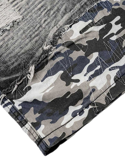 Distressed-Camouflage-Jeansshorts
