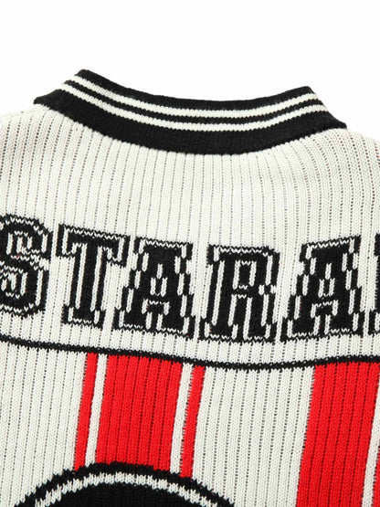 Thesupermade Vintage Striped Baseball Short-sleeved Knit Sweater - 2249