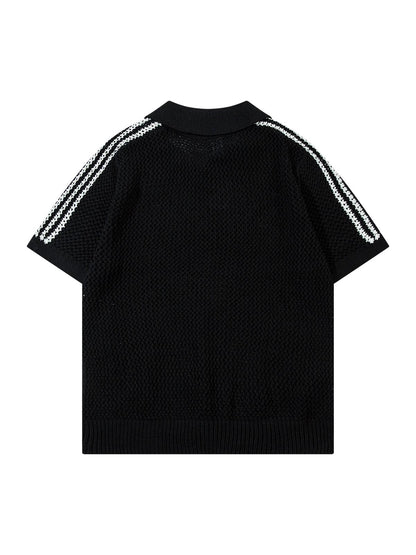 Knitted Short Sleeve Polo Sweater