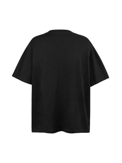Black Graphic Crew Neck T-Shirt - 2381