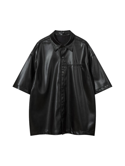 Chemise en cuir PU à manches courtes Cleanfit