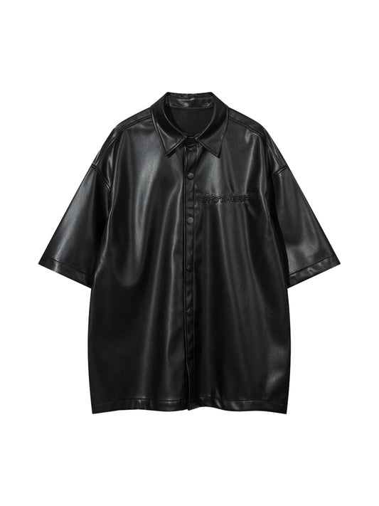 Chemise en cuir PU à manches courtes Cleanfit